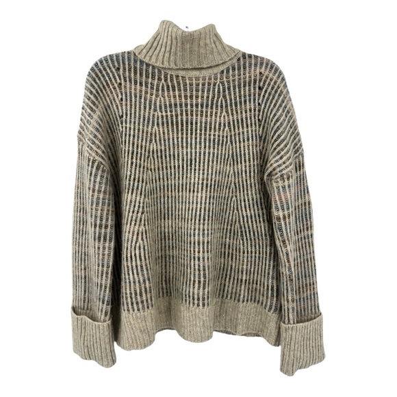 EVEREVE Roan + Ryan Madison Turtleneck Raised Knit Sweater SZ M beige & multiple - Picture 3 of 10